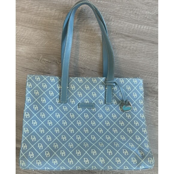 Dooney & Bourke Handbags - Dooney & Bourke Signature LARGE Blue And White East West Tote Shoulder Bag Purse
